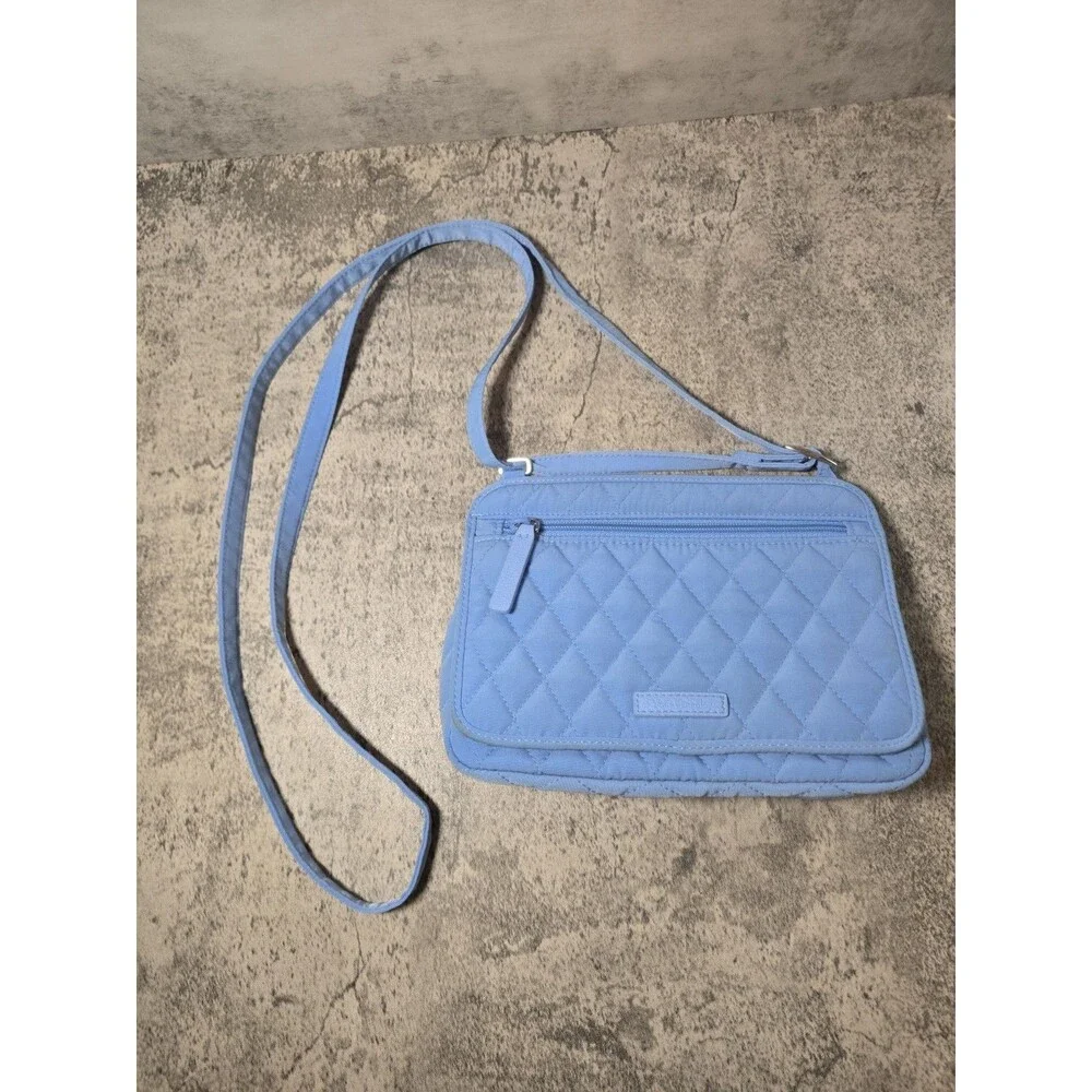 Vera Bradley Petite CrossBody Purse Sky Blue Small Crossbody Solid Quilted